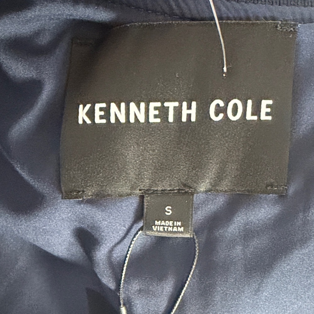 Kenneth‎ Cole Women's Chequered Cropped Bomber Jacket in Russet/Dark Navy Multi - Picture 9 of 13